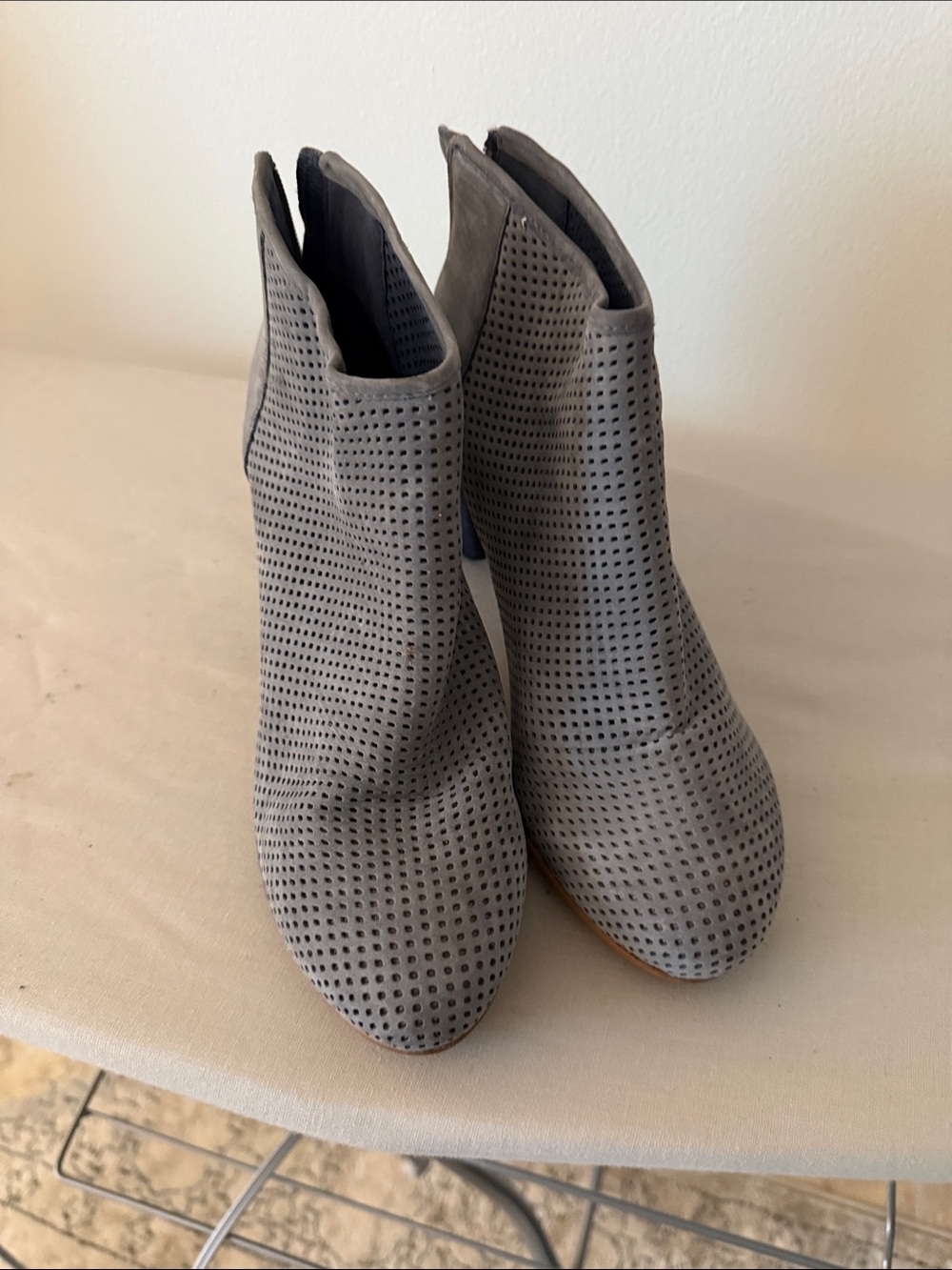 Camper Grey Suede Perforated Women's Ankle Booties size 40 9 9.5